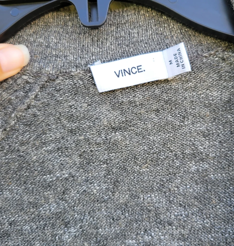 Vince Linen Blend Open Drape Heather Grey Cardigan